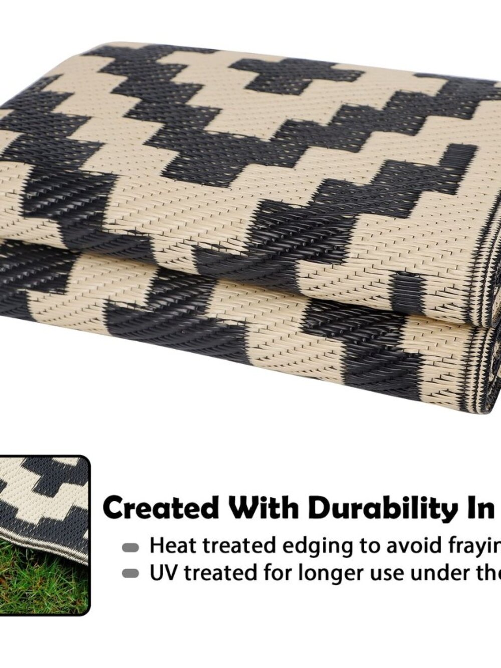 Waterproof Outdoor Rug 5x8 ft, Plastic Reversible Rug, Modern Area Rug, Large - Picture 4 of 8